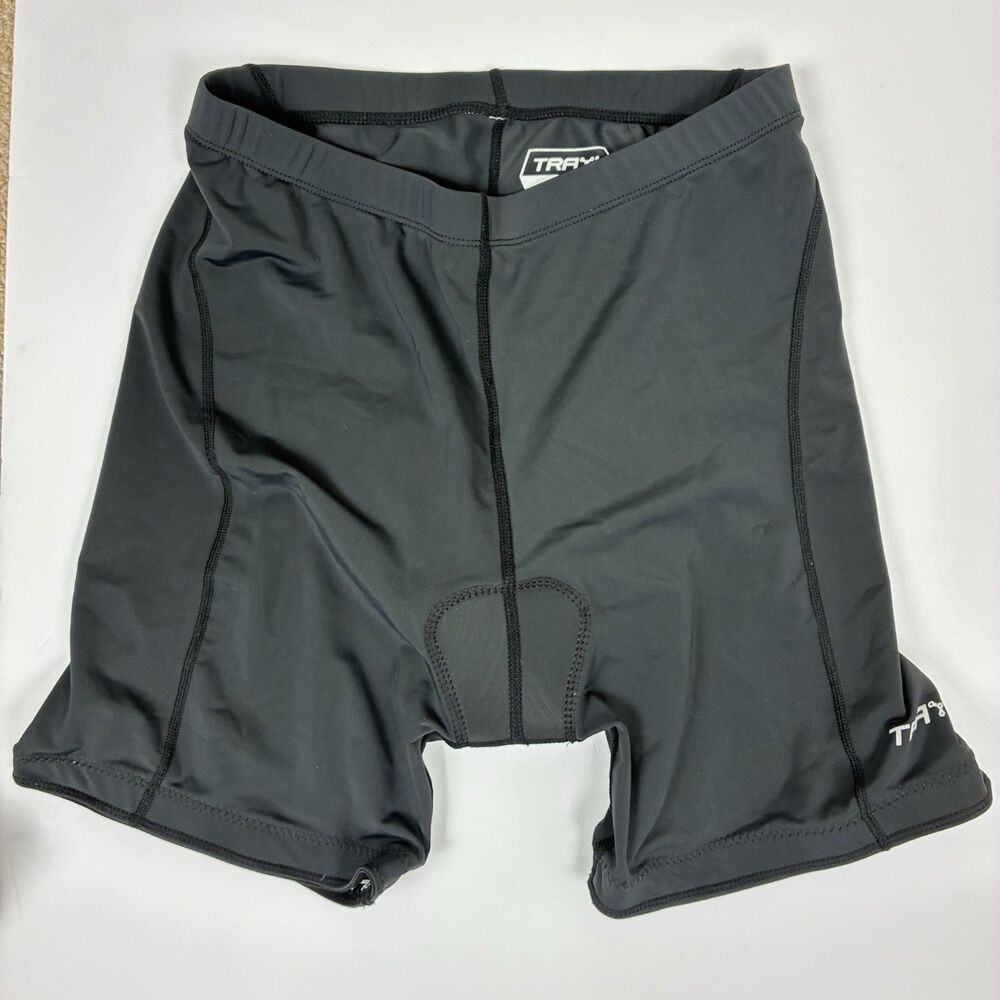 Trayl Womans Cycling Shorts Small Black‎ Padded Polyester Spandex Blend Leg Grip